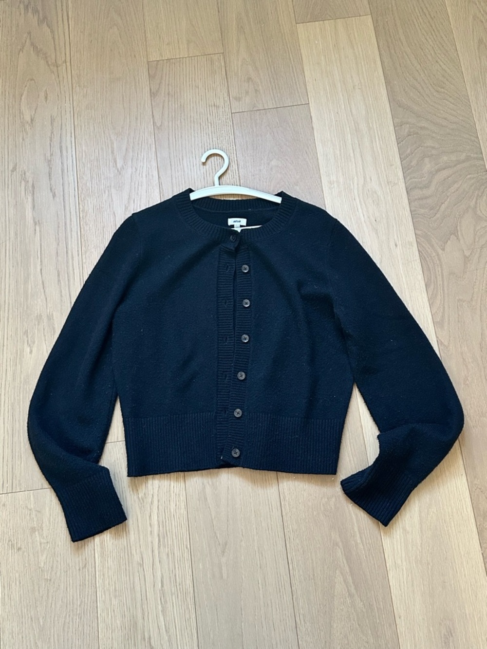 Aerie Classic Black Crewneck Button Sweater - Women's